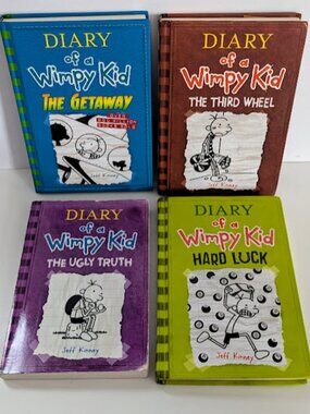 Diary of a Wimpy Kid 4 Book Lot Jeff Kinney Hardcover Set